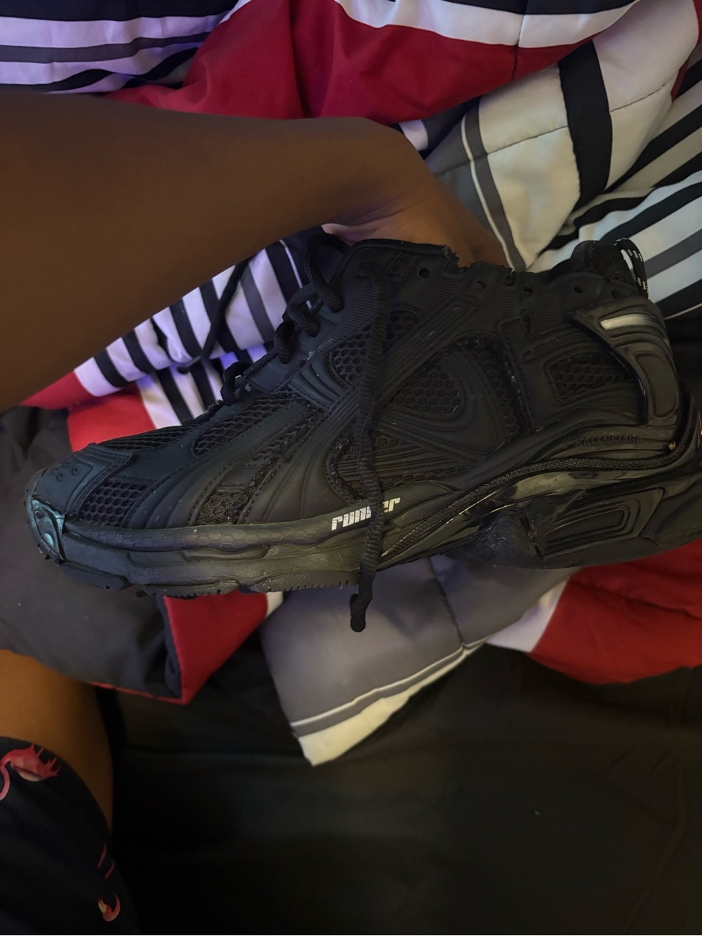 Balenciaga Black Layered Tech Runner Sneakers - Picture 3 of 7